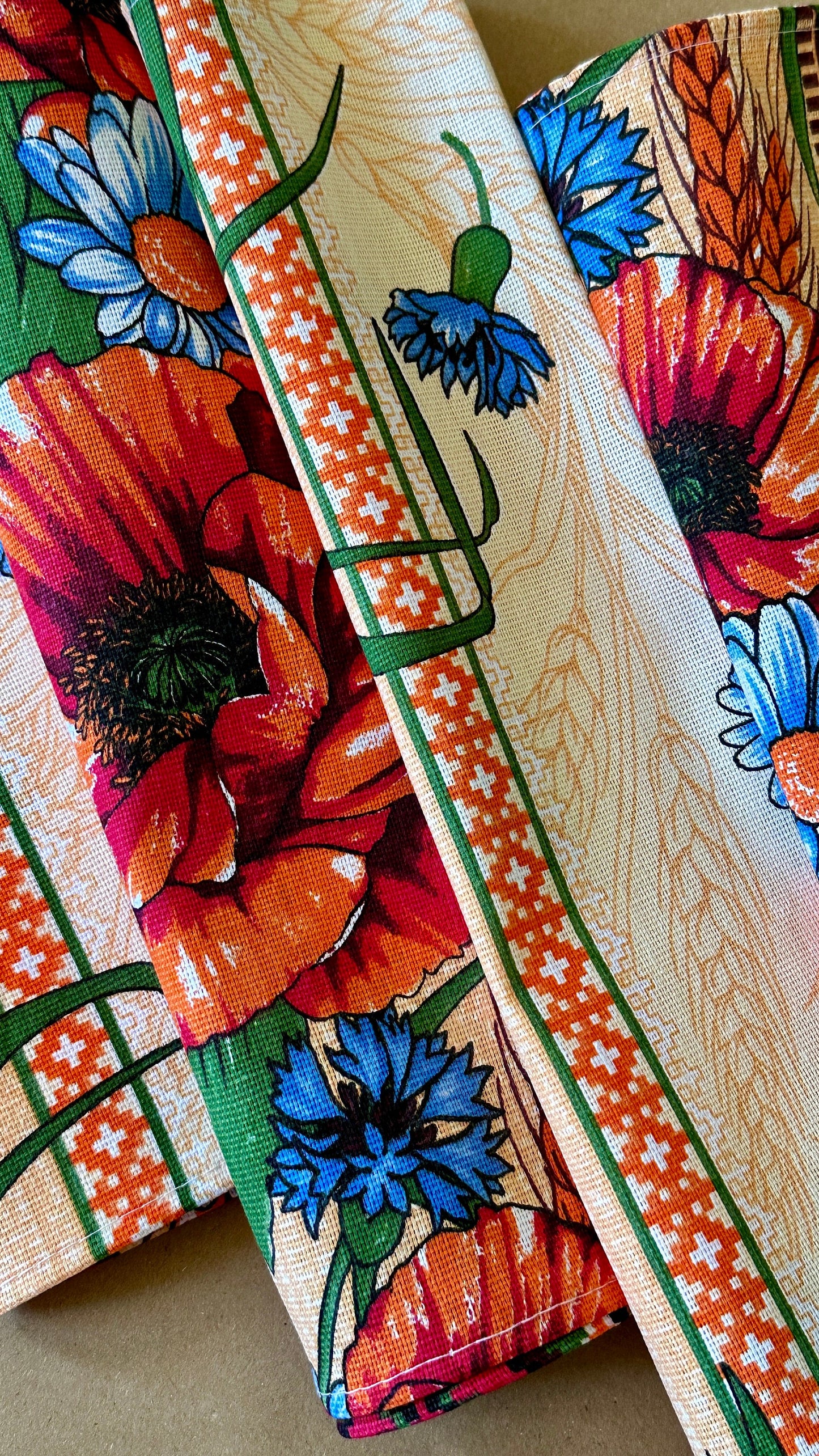 Vibrant Ukrainian Tablecloth with Poppy Seed Flower Pattern