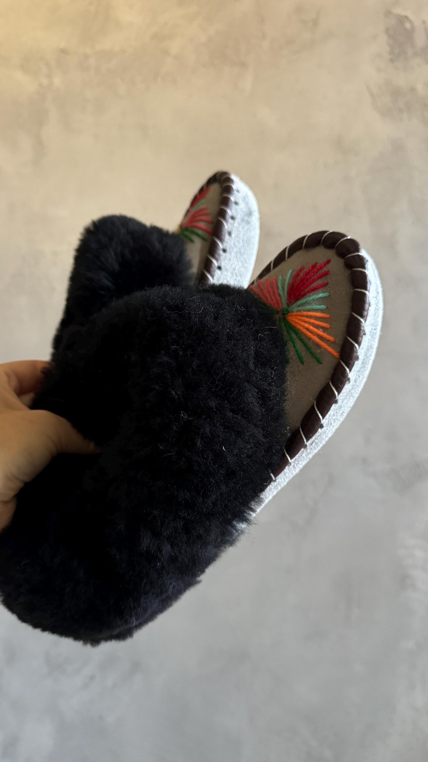 Traditional Ukrainian Wool Slippers Zakopanki Sheepskin Moccasins with Hand Embroidery - many colours