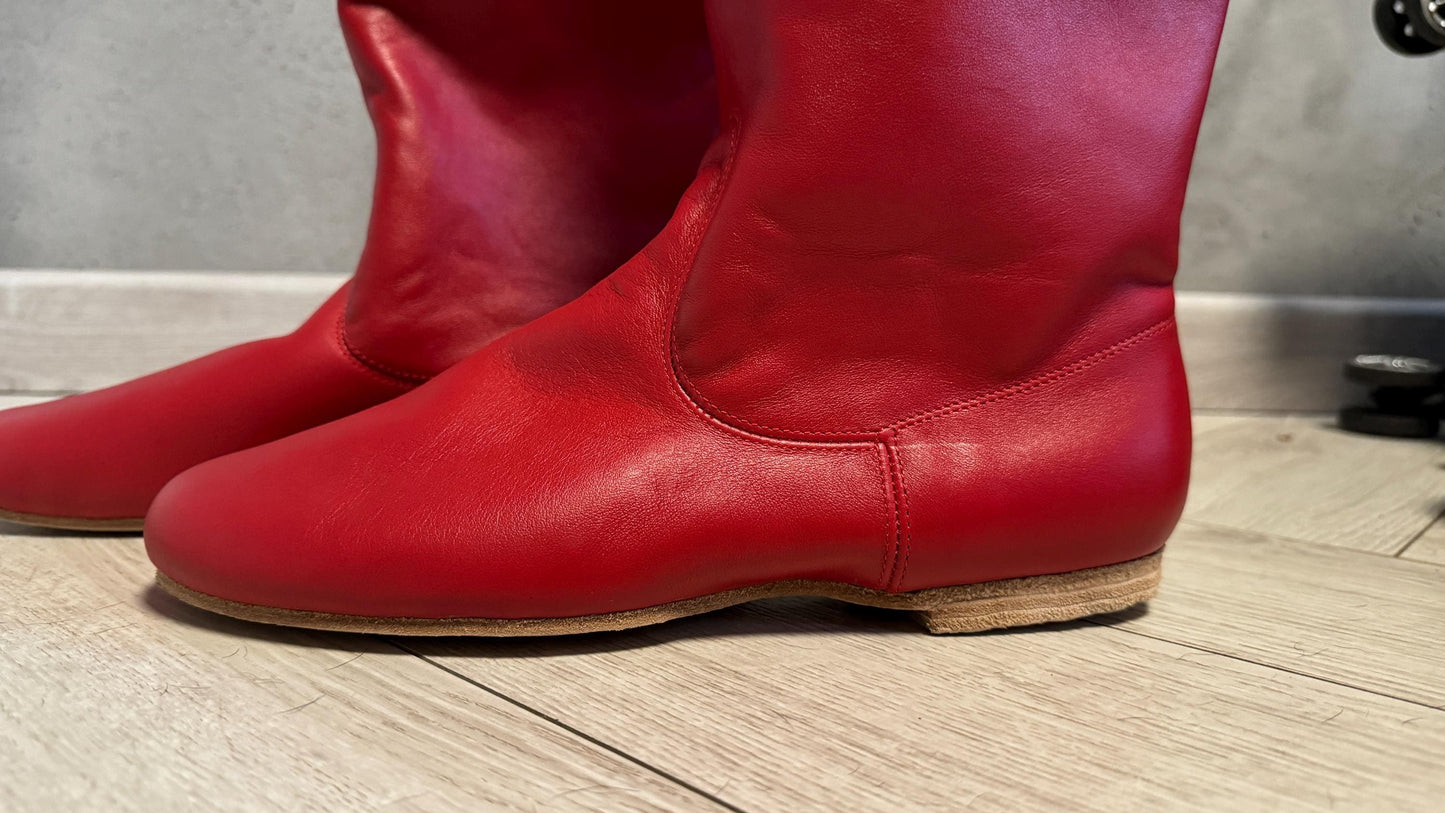 Folk Ukrainian Leather Dancing Cossac Hopac Red Boots for Adult Men