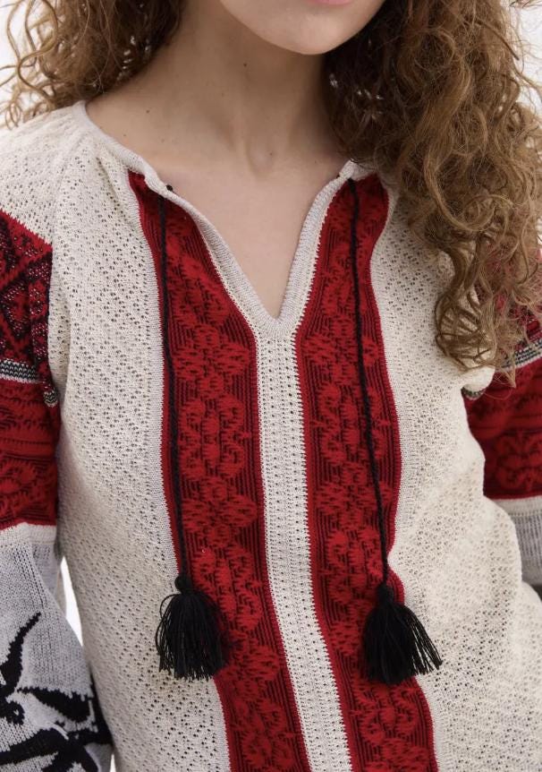 XS-4XL Chic Knitted Ukrainian Blouse With Lastivky Brirds Pattern