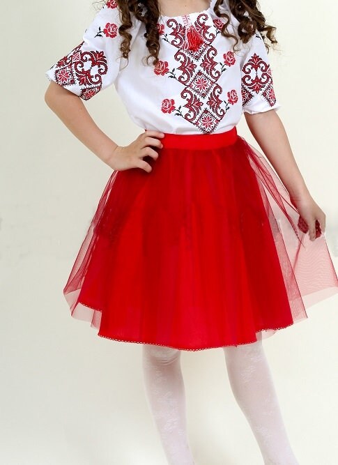 Ukrainian Folk Embroidered Vyshyvanka Blouse for Girls
