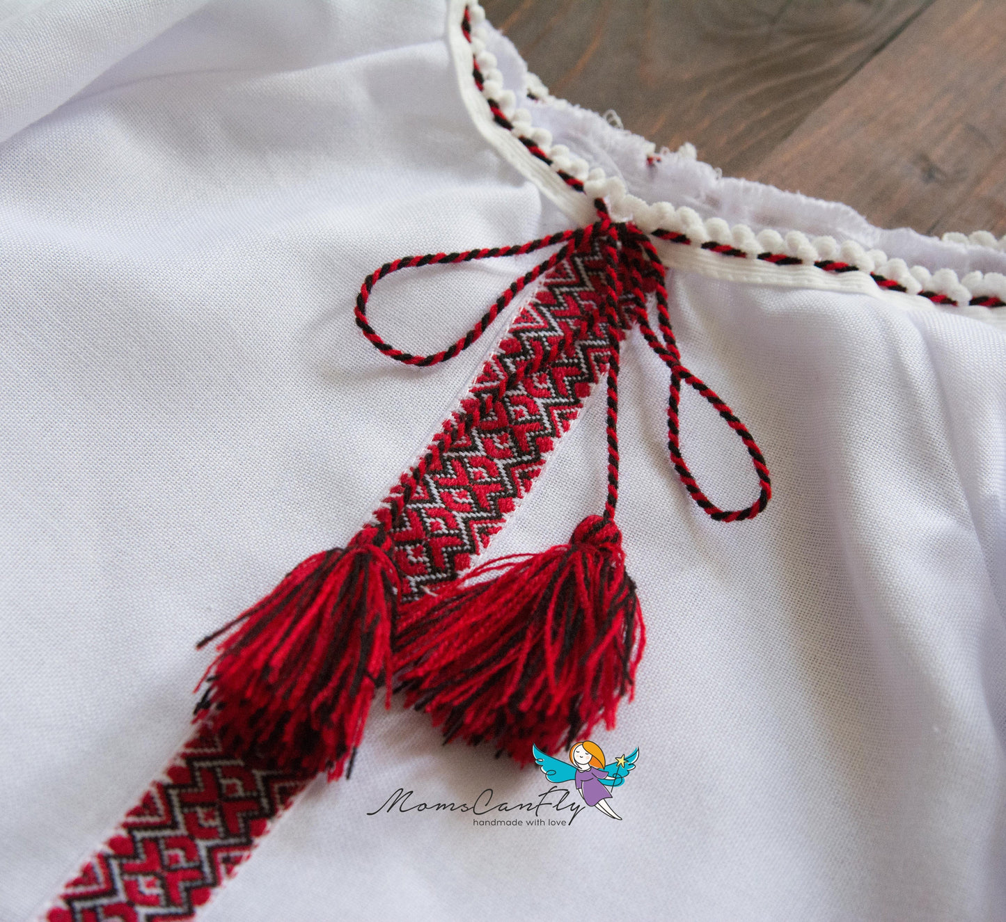 Cute Red Ukrainian Baby Girl Christening Set With Dress and Kryzhmo Vyshyvanka Christening Dress