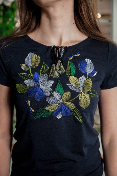 S-4XL Ukrainian Woman T-Shirt with Floral Traditional Embroidery