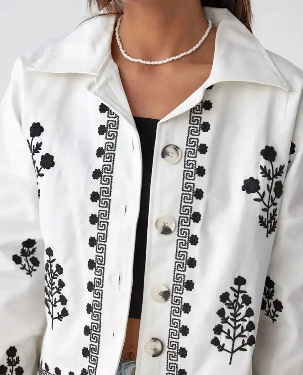 Embroidered Cropped Boho Blazer Summer Jacket for Women