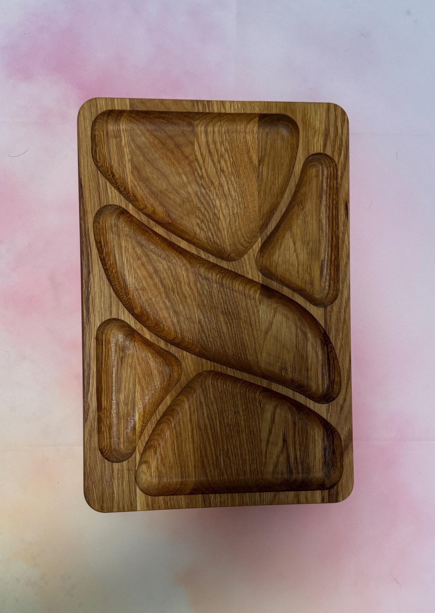 Rectangular Charcuterie Dish & Tapas Tray – Solid Oak Wood Wooden Snack Serving Tray