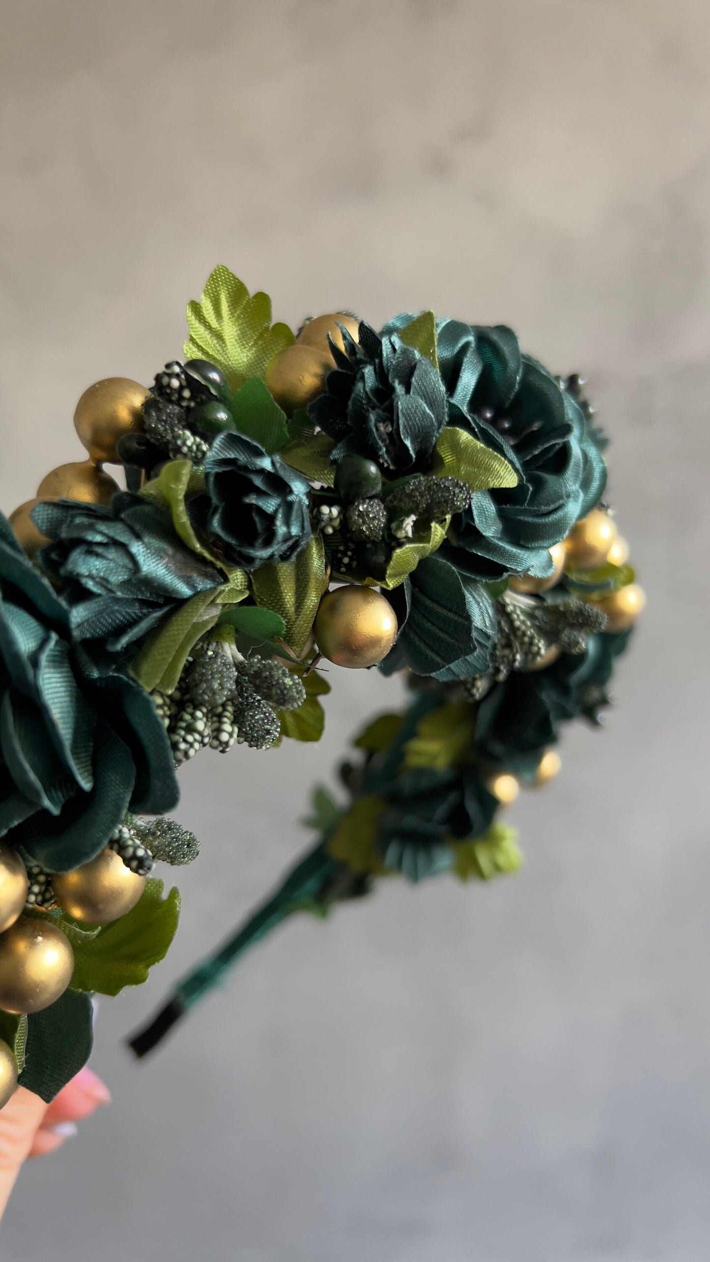 Gold add Green Handmade Boho Headband for Women