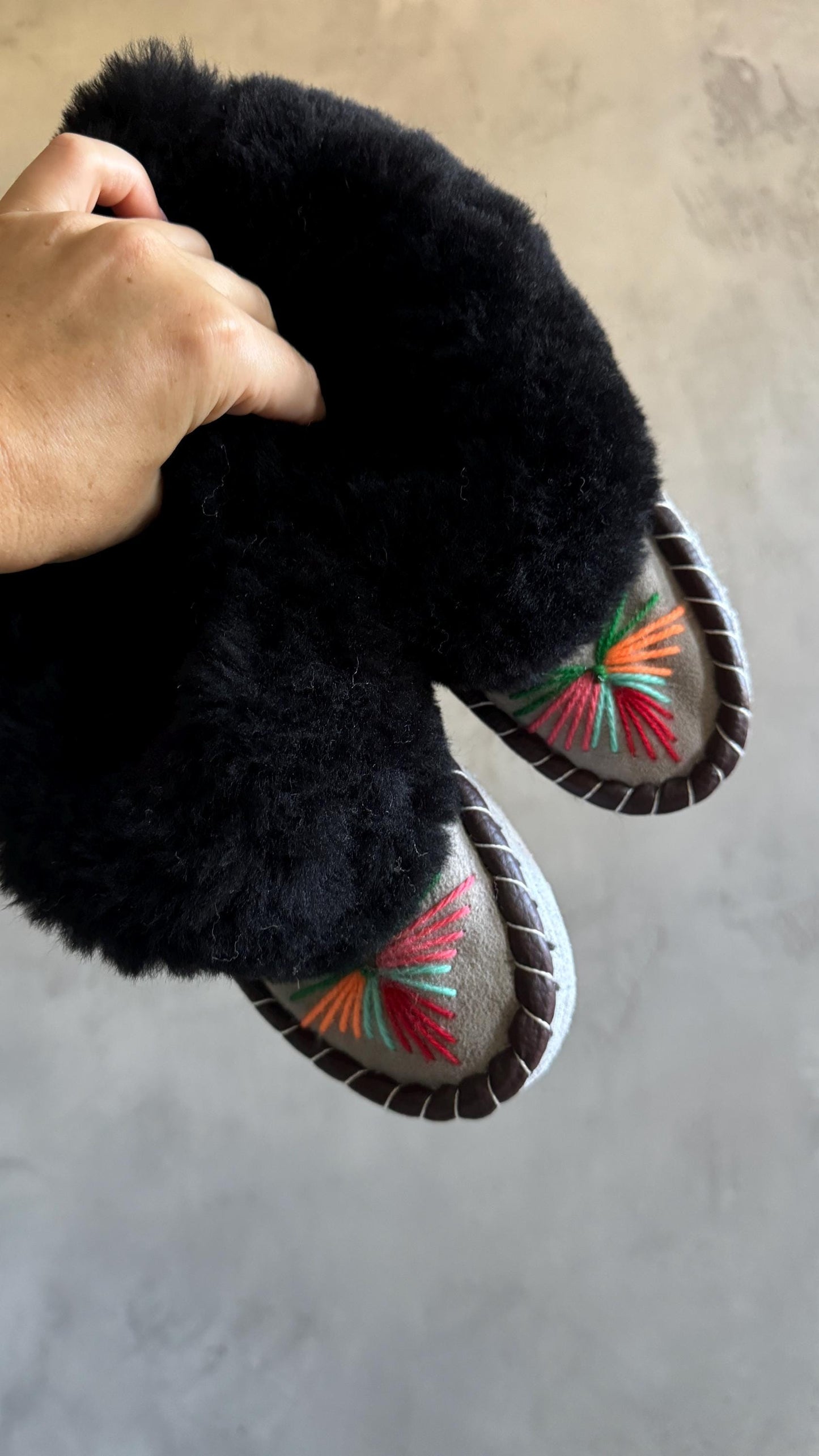 Traditional Ukrainian Wool Slippers Zakopanki Sheepskin Moccasins with Hand Embroidery - many colours