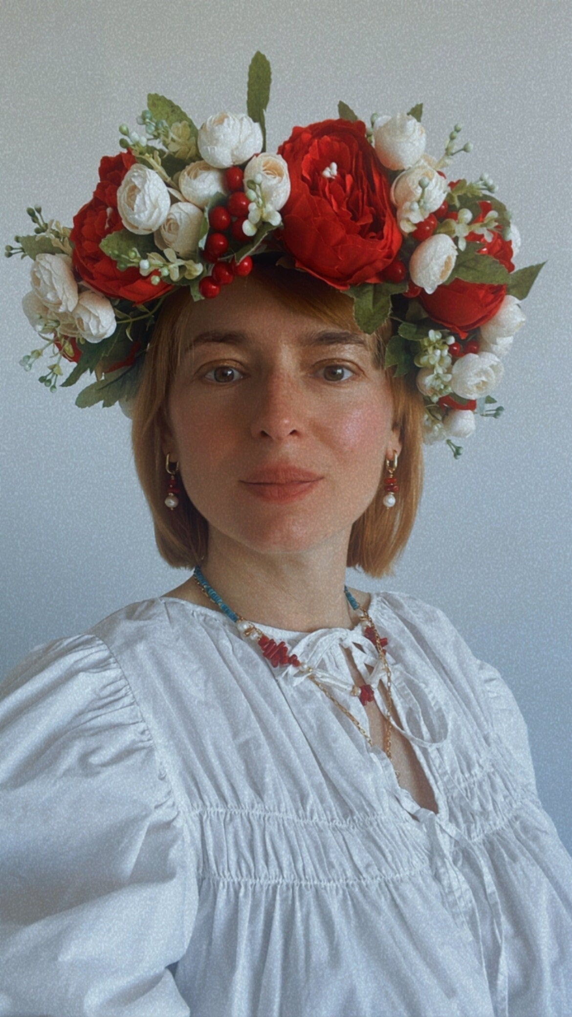 Luxury Flower Bohemian Wedding Floral Crown In Red and White