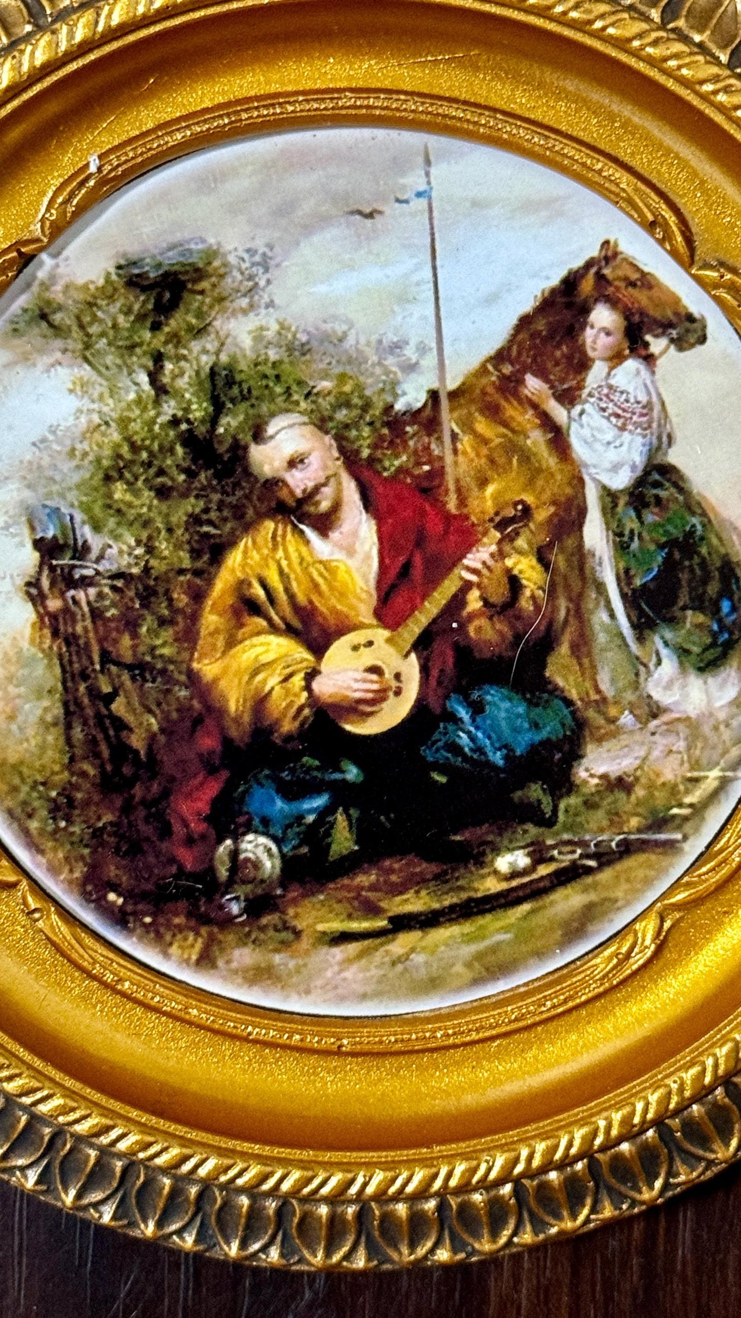 Souvenir Ceramic Wall Plate Cossack Mamay Ukrainian Decorative Hanging Plate