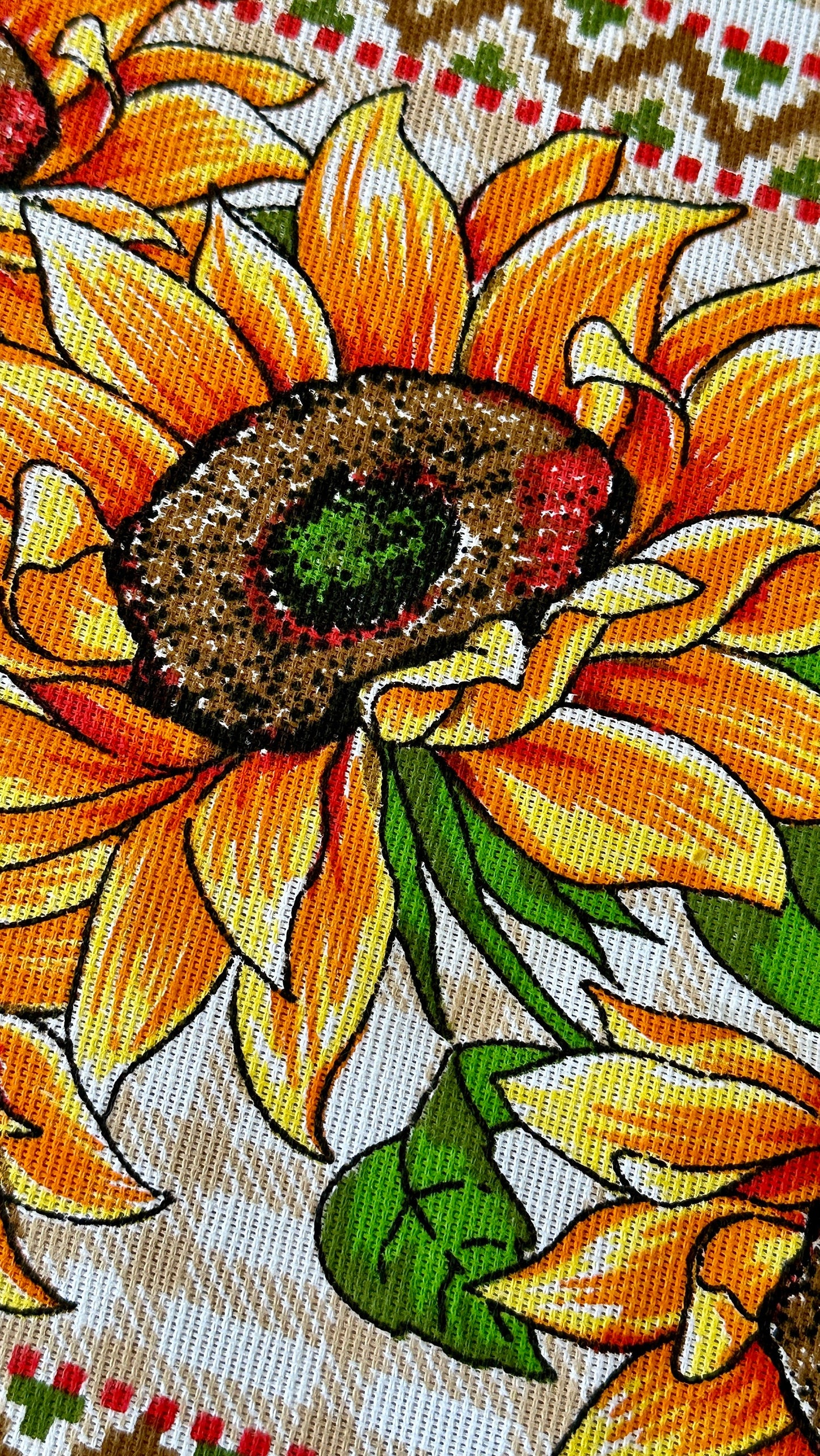 Bright Ukrainian Tablecloth with Sunflower Print