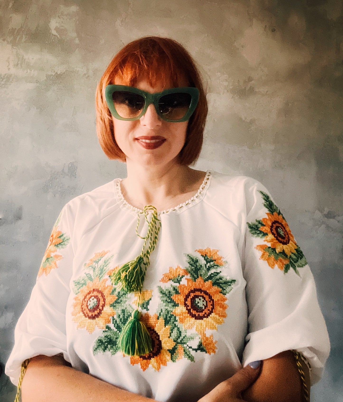 XXS-5XL Gorgeous Ukrainian Petrykivka Embroidered Blouse with Sunflowers