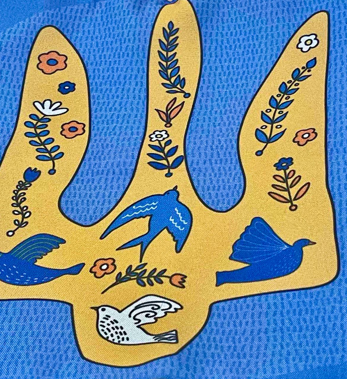Ukrainian Decorative Pillow Case – Tryzub with Blue and Yellow Colors
