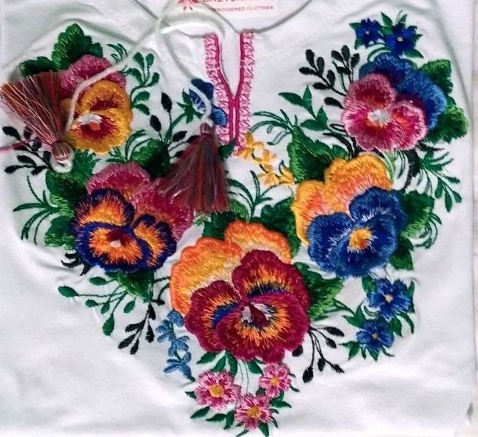 Modern Ukrainian Floral T-Shirt for Girls Embroidered with Flower Pattern Vyshyvanka T-Shirt