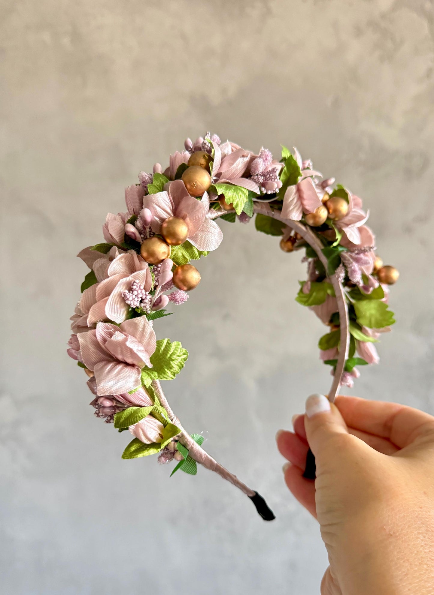 Luxury Modern Handmade Dusty Pink Ukrainian Floral Crown