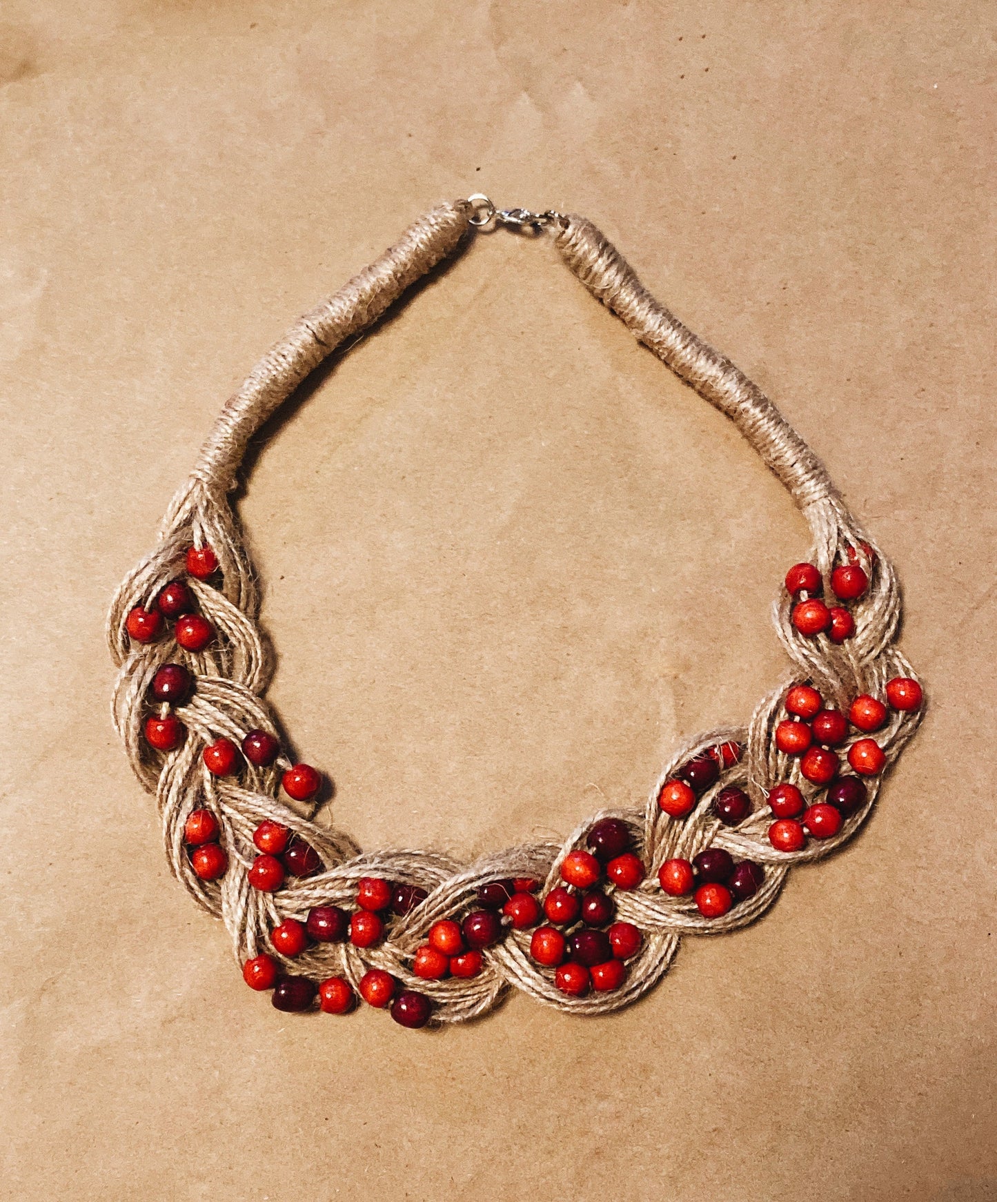 Artisan Red Folk Boho Style Ukrainian Namysto Necklace Ethnic Ukrainian Jewelley