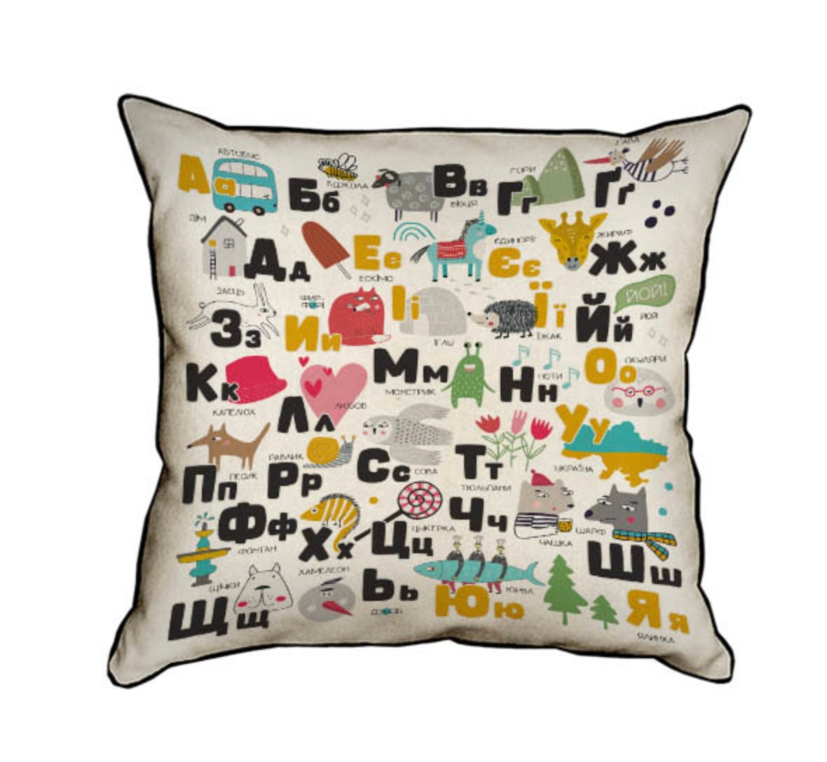 Decorative Pillow with Ukrainian Alphabet Home Decor for Kids