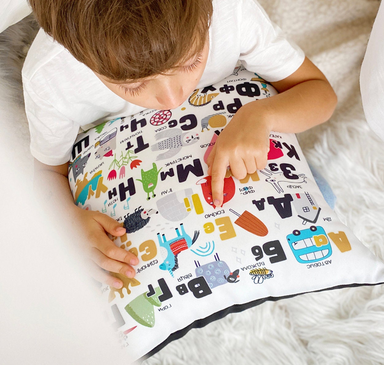 Decorative Pillow with Ukrainian Alphabet Home Decor for Kids