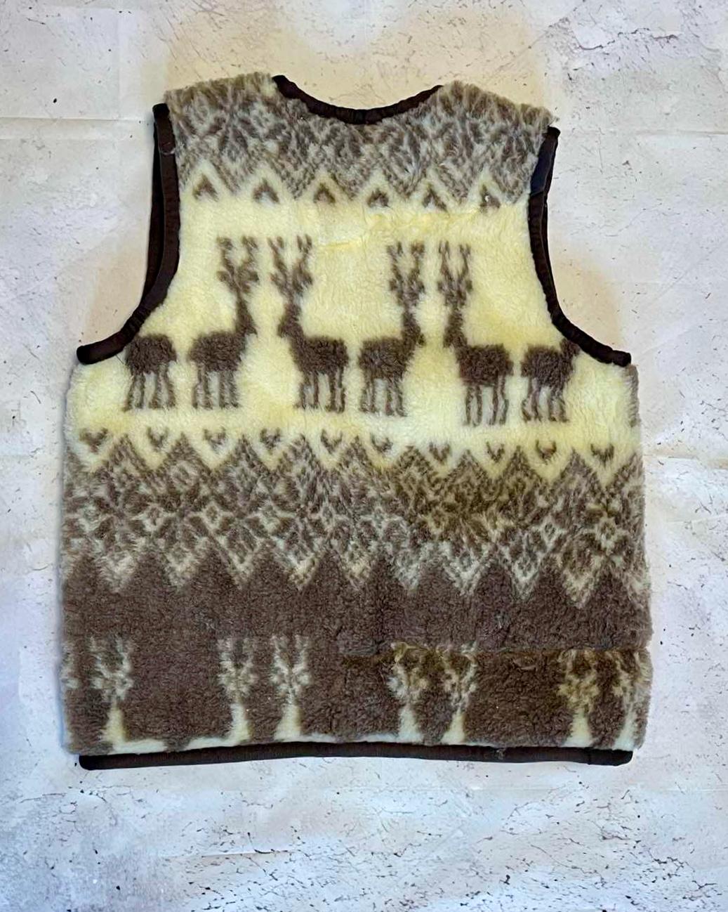 Traditional Mountain Unisex Open Merino Vest Sheep Wool Vest Made in Ukraine