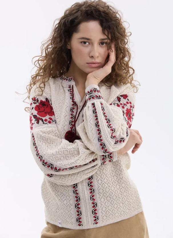 Modern Knitted Blouse with Crochet Details – Elegant and Versatile Ukrainian Vyshyvanka