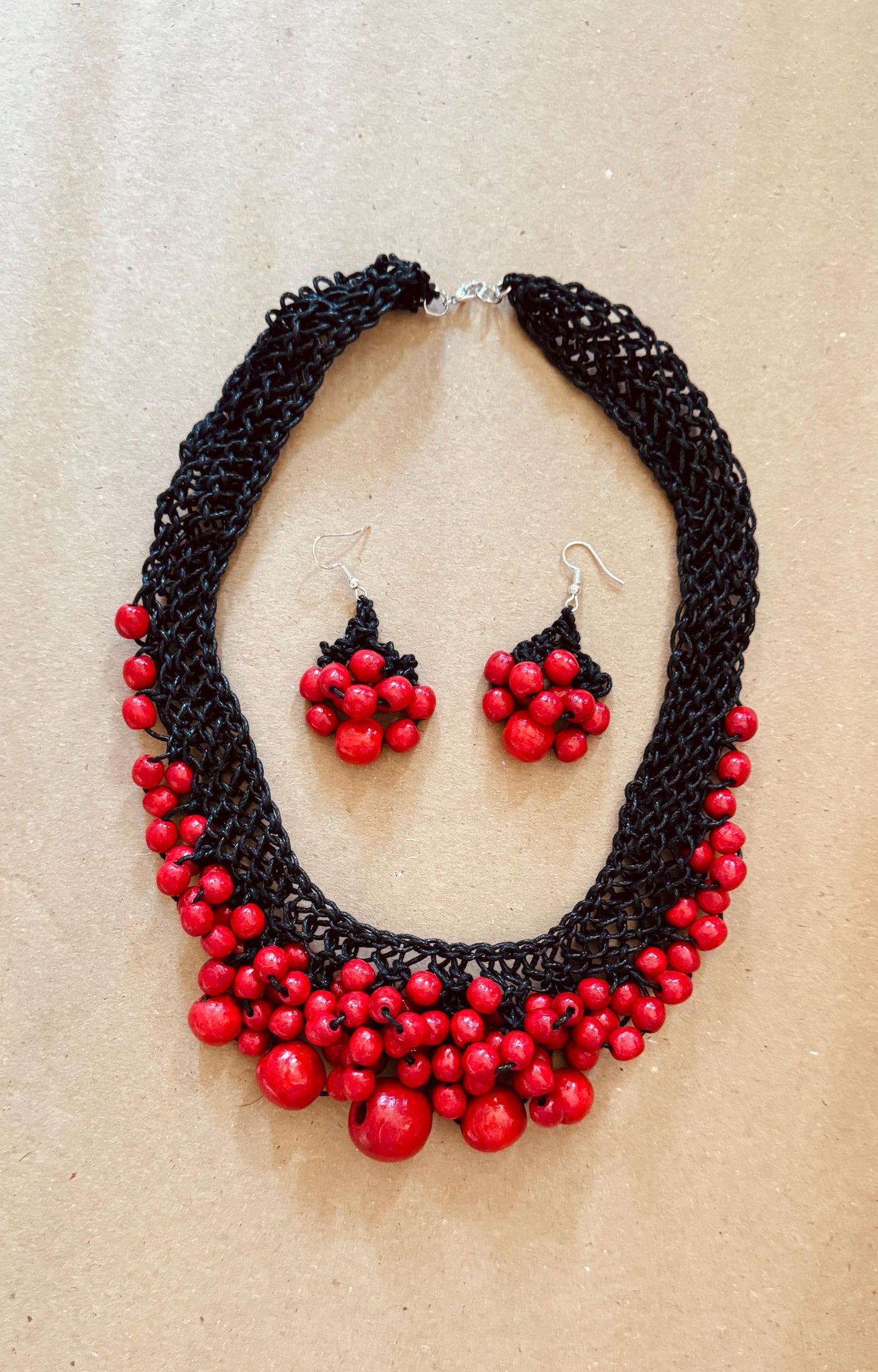 Red Ukrainian Namysto with Earrings Stunning Traditional Set
