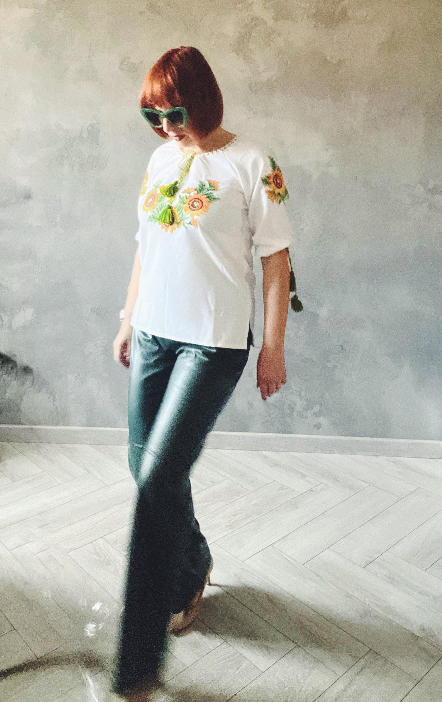 XXS-5XL Gorgeous Ukrainian Petrykivka Embroidered Blouse with Sunflowers