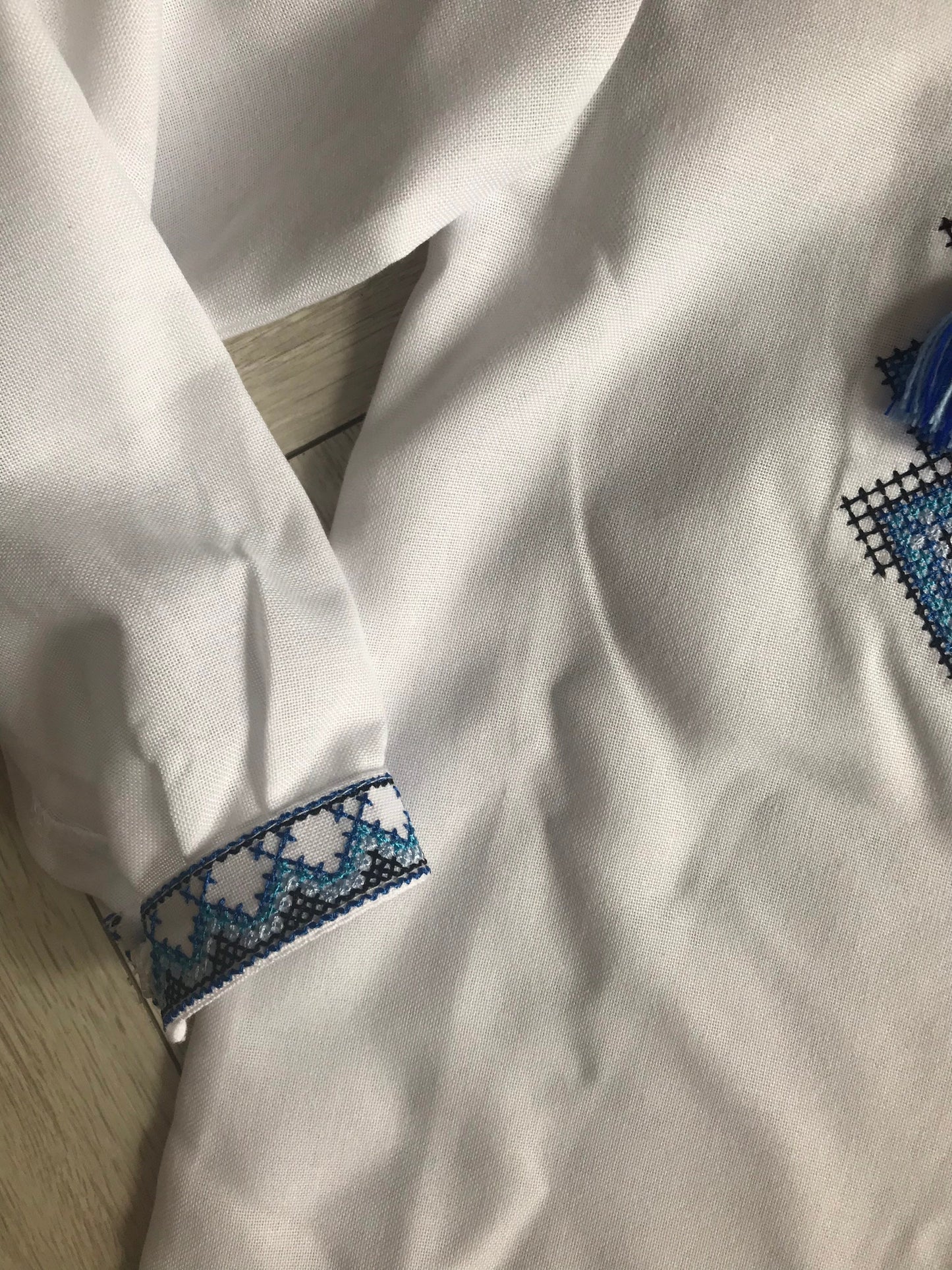 2-10YO Cotton Ukrainian Blue Embriodered Vyshyvanka Boys Shirt