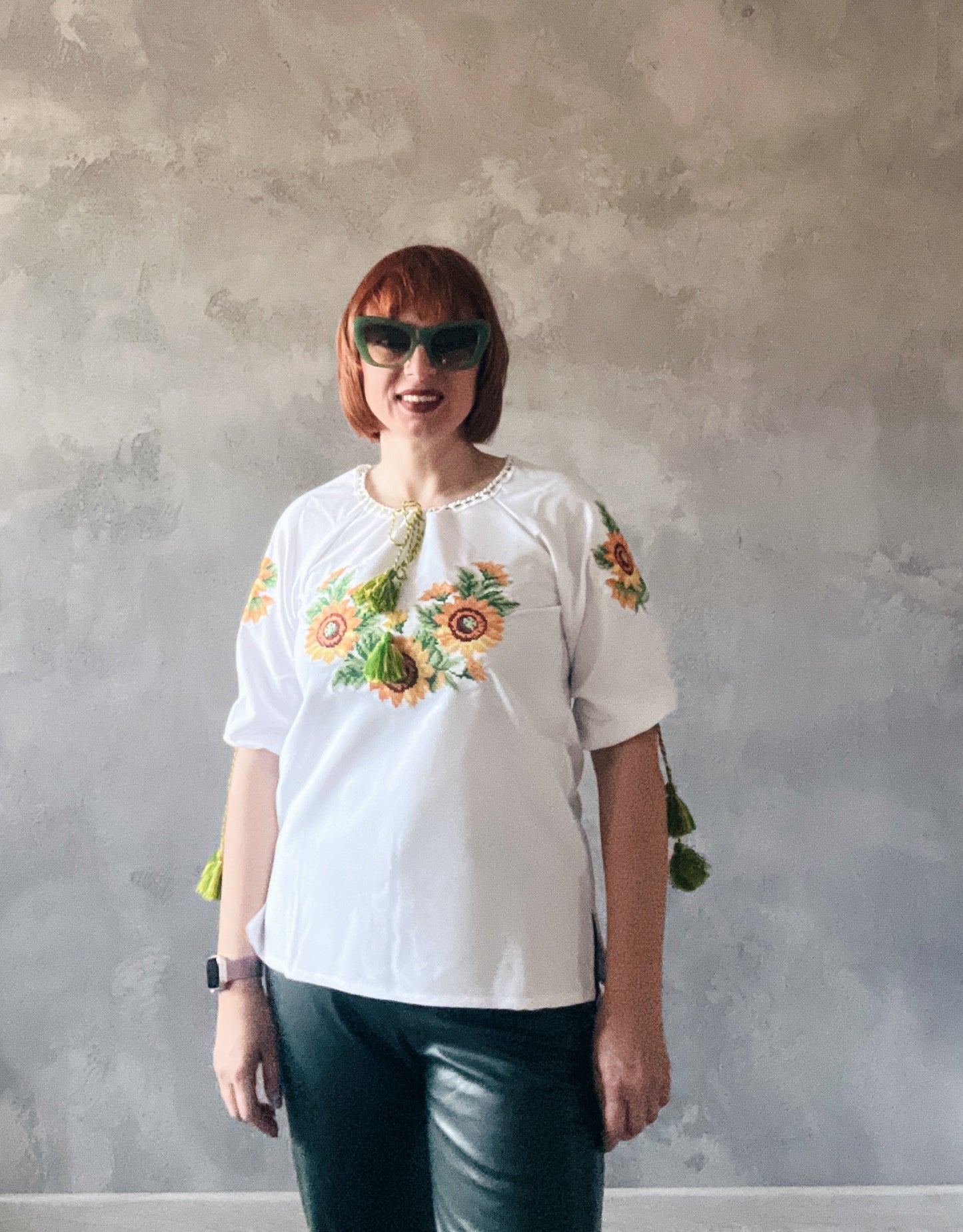 XXS-5XL Gorgeous Ukrainian Petrykivka Embroidered Blouse with Sunflowers