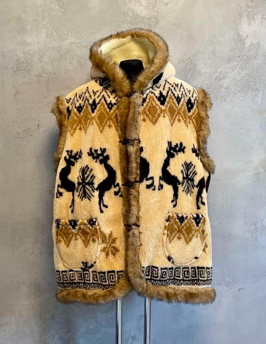 Traditional Carpathian Unisex Merino Wool Vest with Hood Made in Ukraine