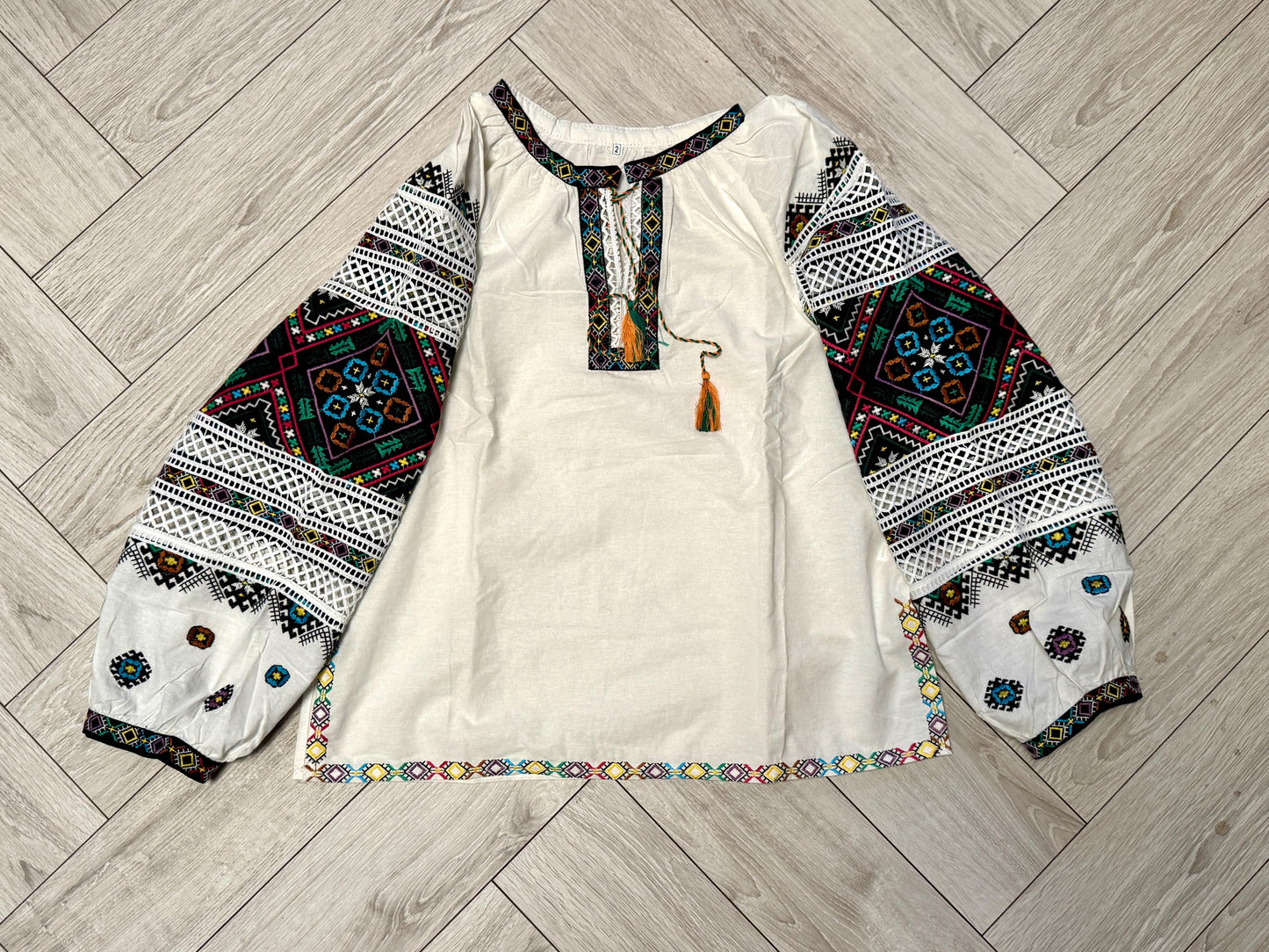 S-3XL Blouse with Rich Ukrainian Embroidery and Crochet Inserts