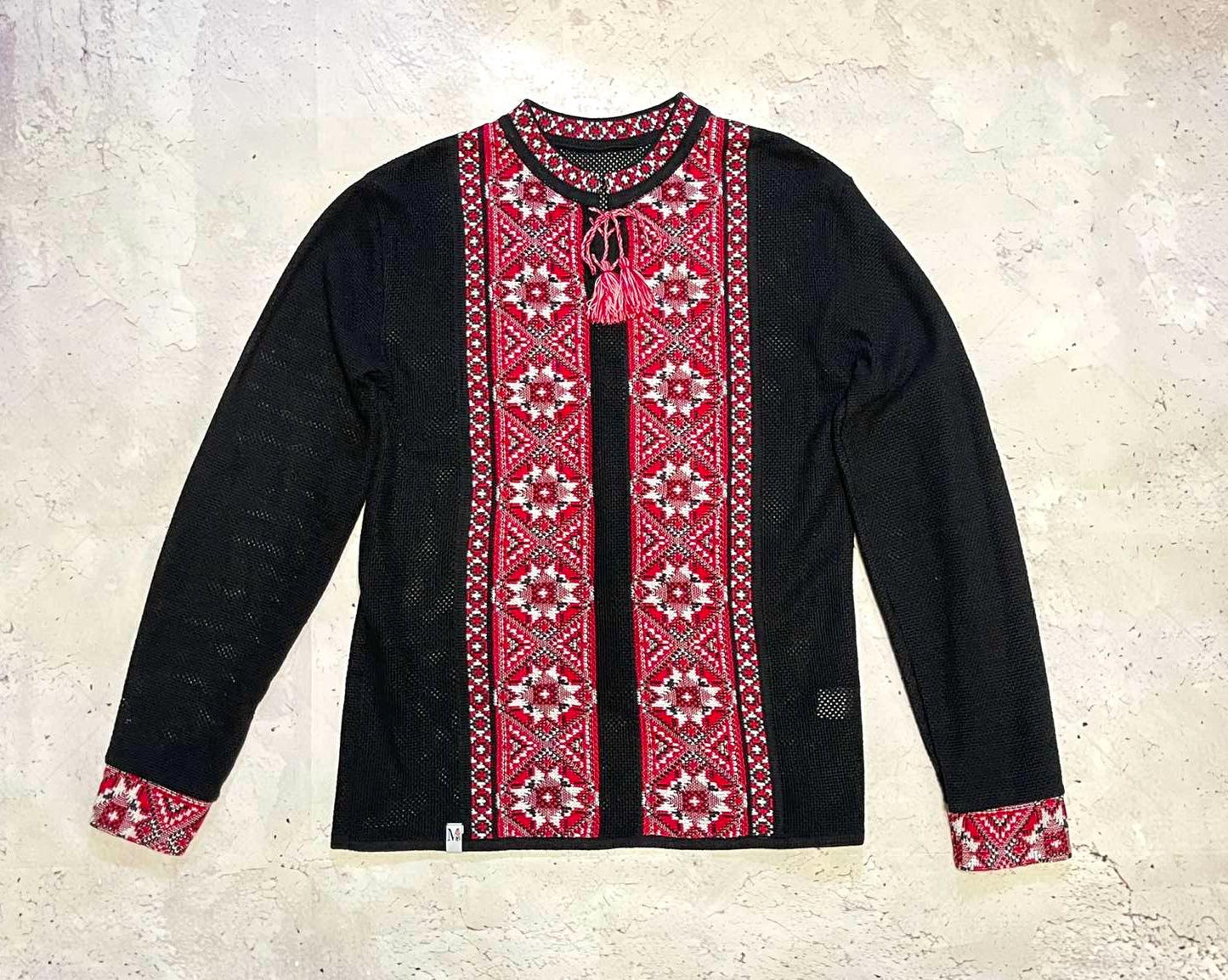 S-4XL High Quality Modern Knitted Ukrainian Shirt Vyshyvanka with Red Embroidery Pattern