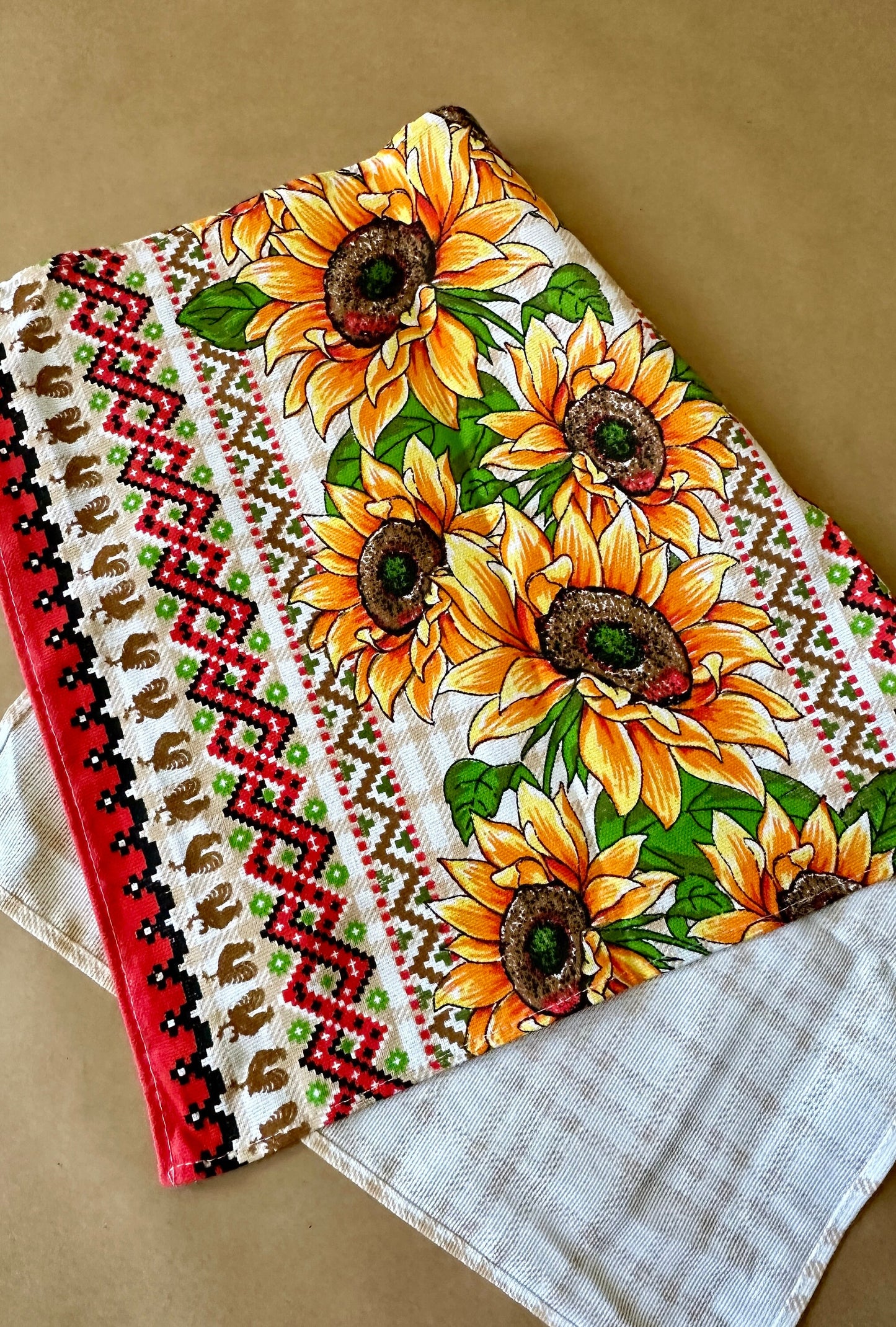 Bright Set of Ukrainian Table Napkins with Sunflower Motif