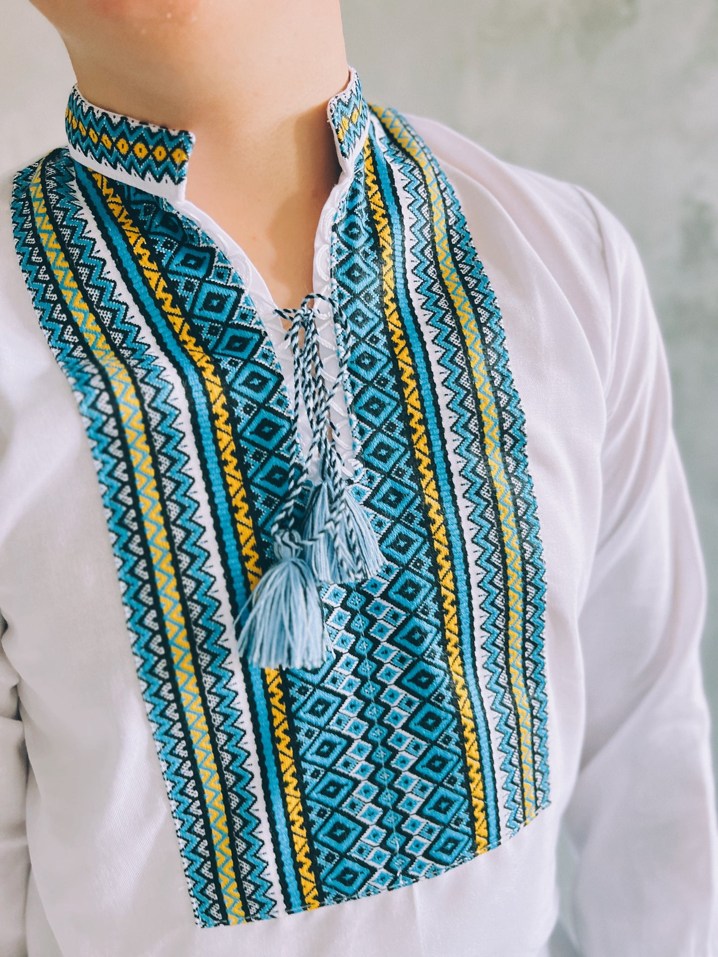 XXS-7XL Blue Embriodered Traditional Ukrainian Shirt for Men