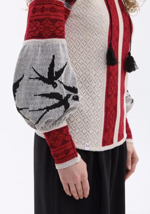XS-4XL Chic Knitted Ukrainian Blouse With Lastivky Brirds Pattern