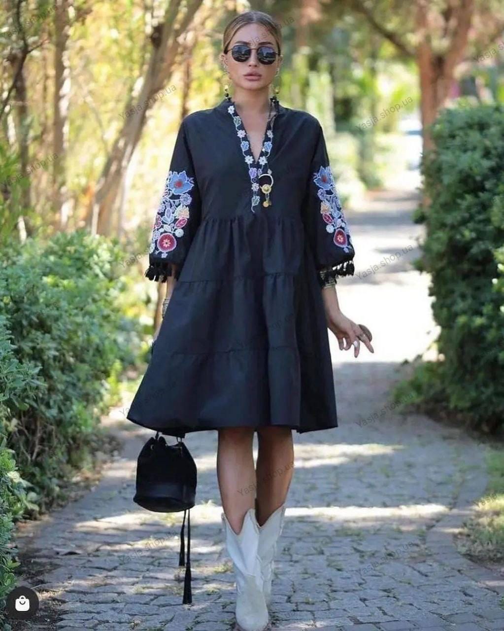 Classy Embroidered White Summer Folk Nouveau Dress for Women