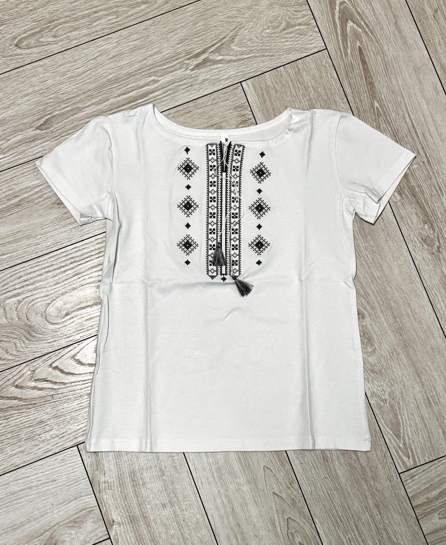 S-3XL Vyshyvanka T-Shirt with Grey Geometric Embroidery – A Modern Celebration of Ukrainian Heritage