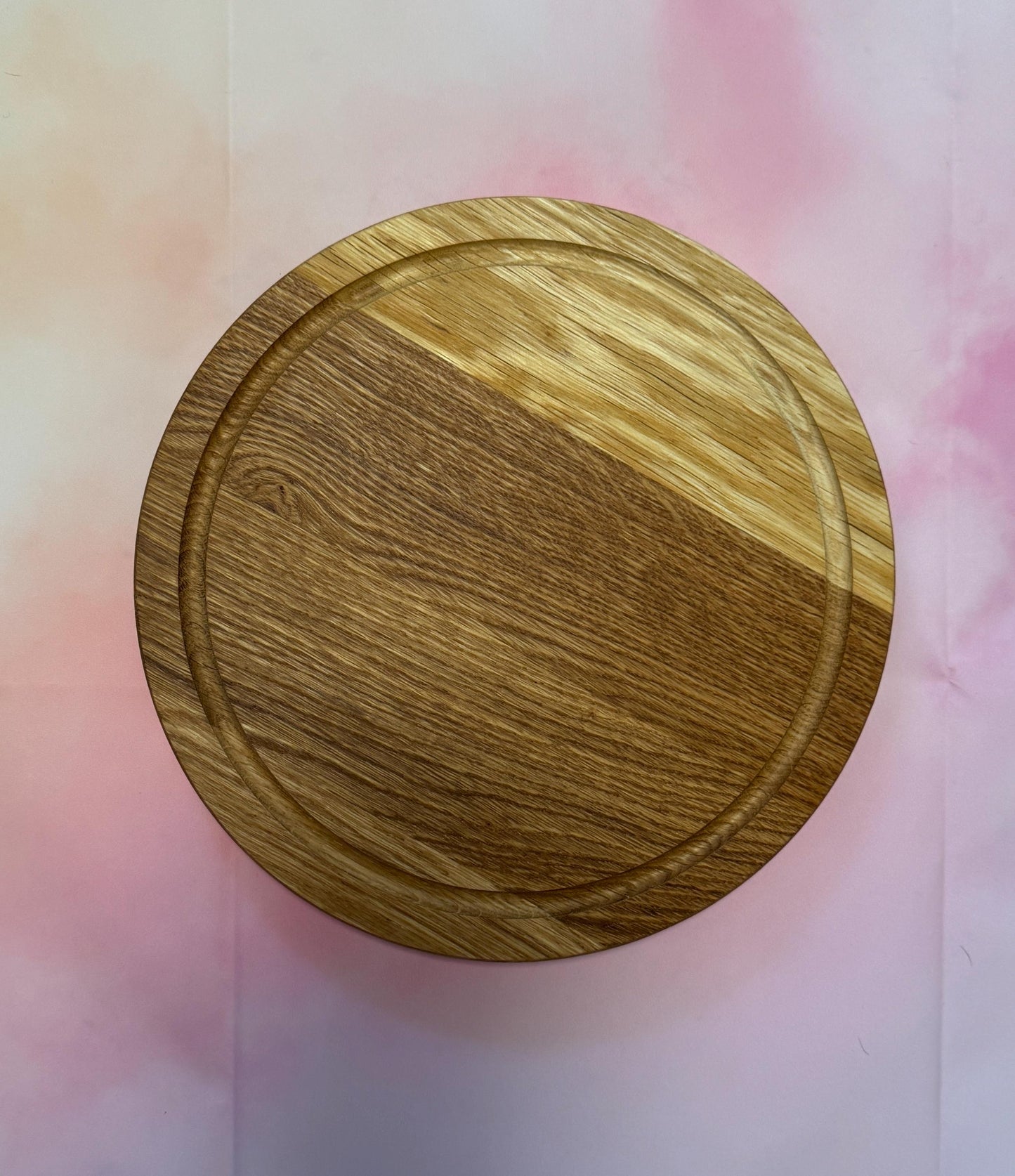 Round Serving and Cutting Plate β Solid Oak Wood Breakfast Serving Table