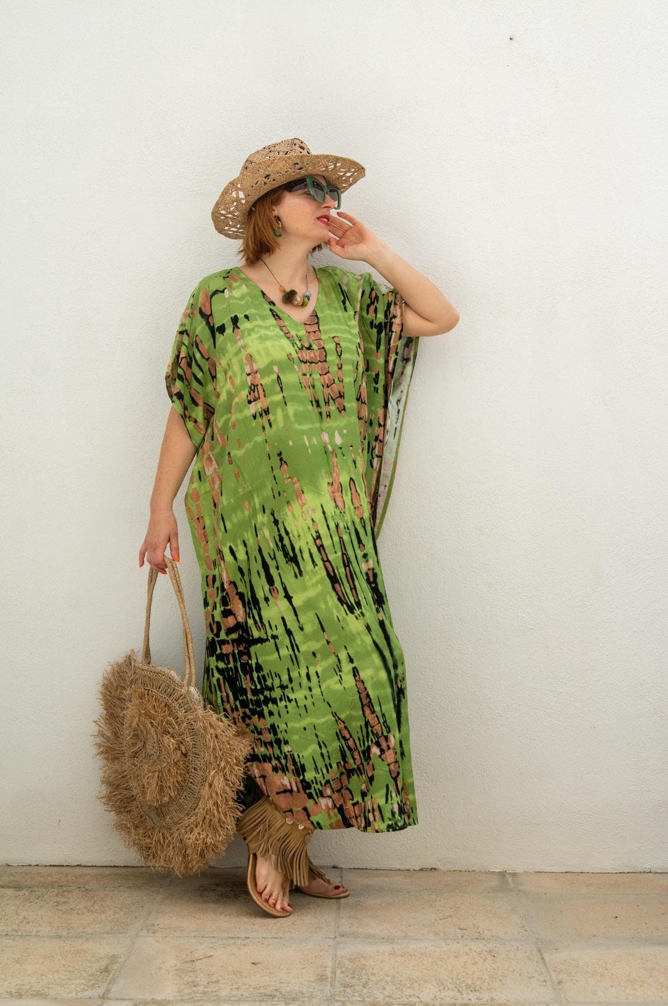 Elegant Dreen Tie-Dye Beach Loungewear Maxi Dress Perfect for Resort and Relaxation