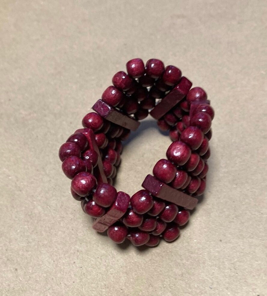 Traditional Ukrainian Wooden Bracelet – Timeless Elegance in Vibrant Red