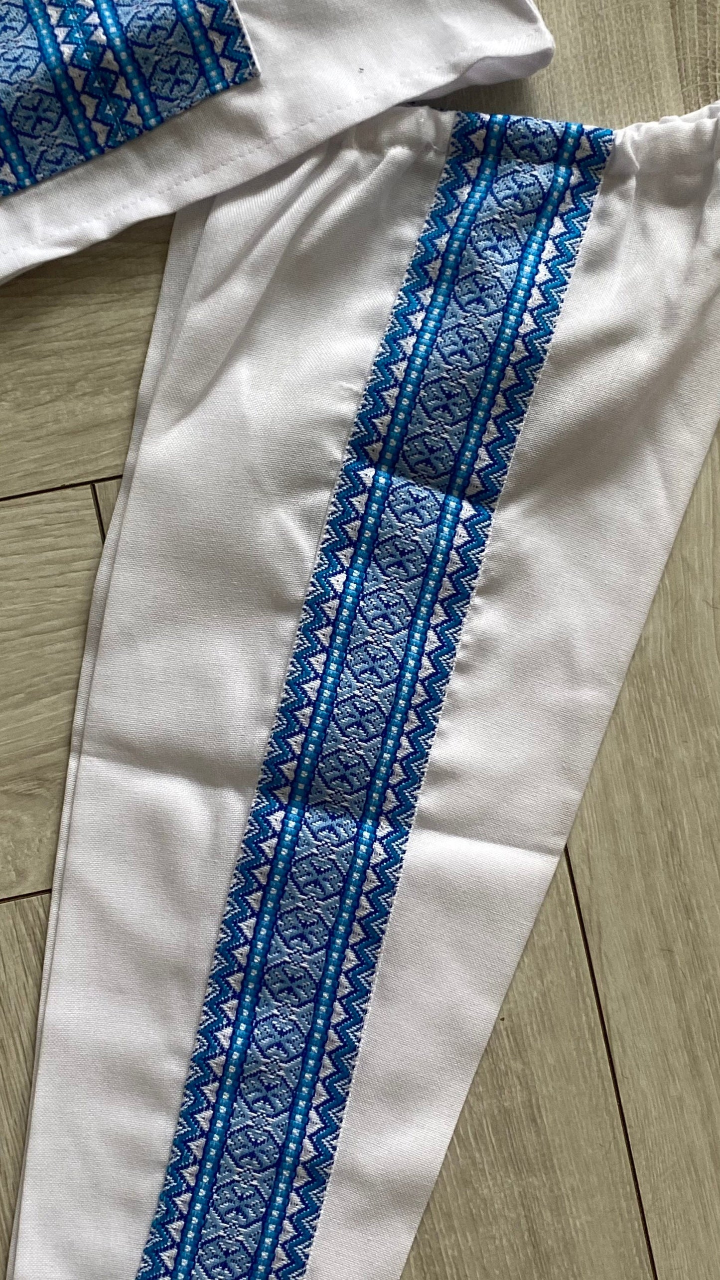 Adorable Blue Ukrainian Baby Boy Baptism Set Vyshyvanka Outfit