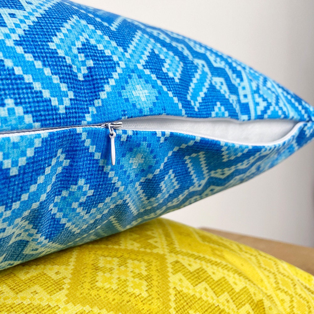 Velvet Decorative Pillow Case with Modern Ukrainian Print 4 Designs