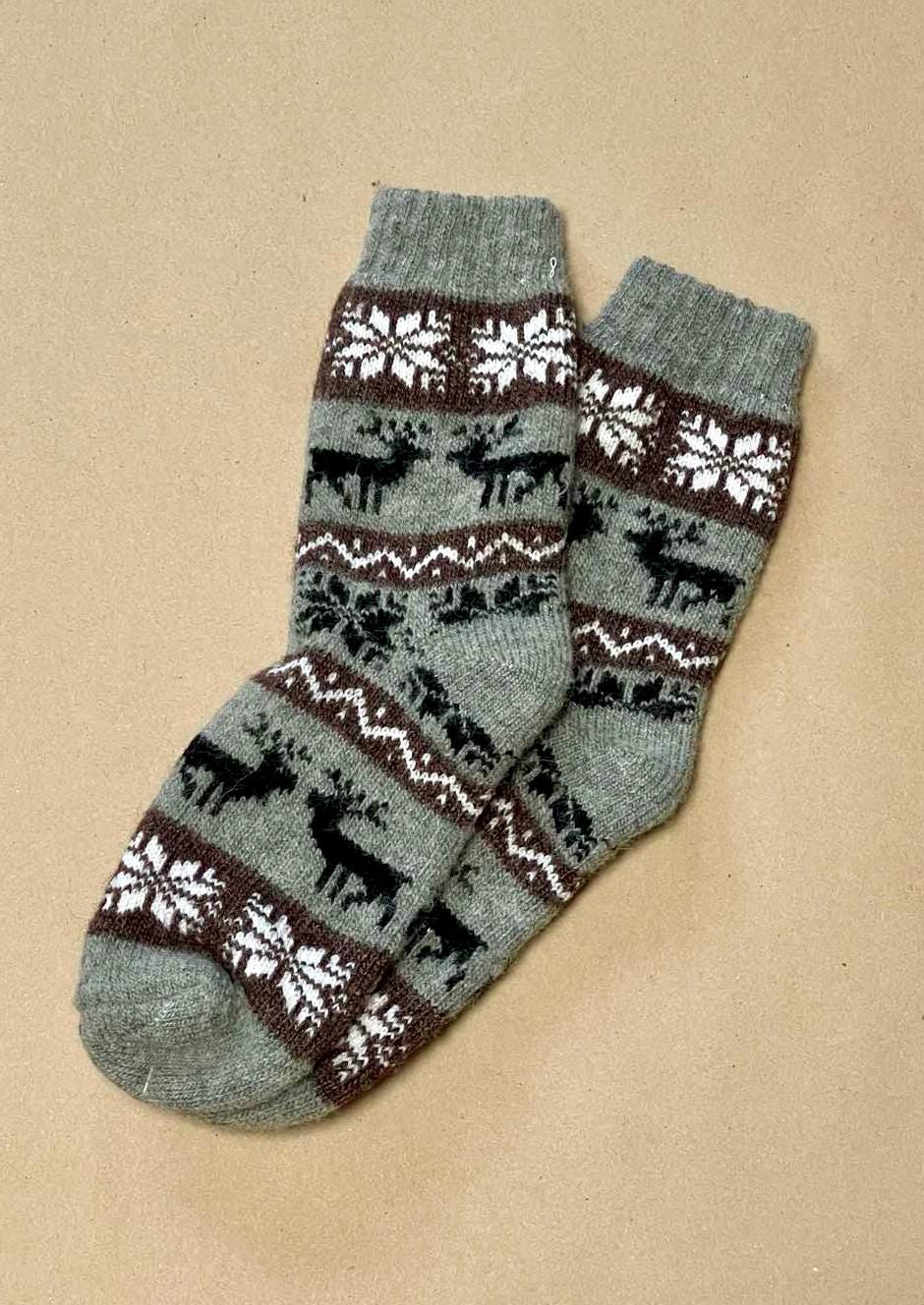 Artisan Wool Winter Socks with Scandinavian Patterns Ukrainian Souvenir - 6 Designs