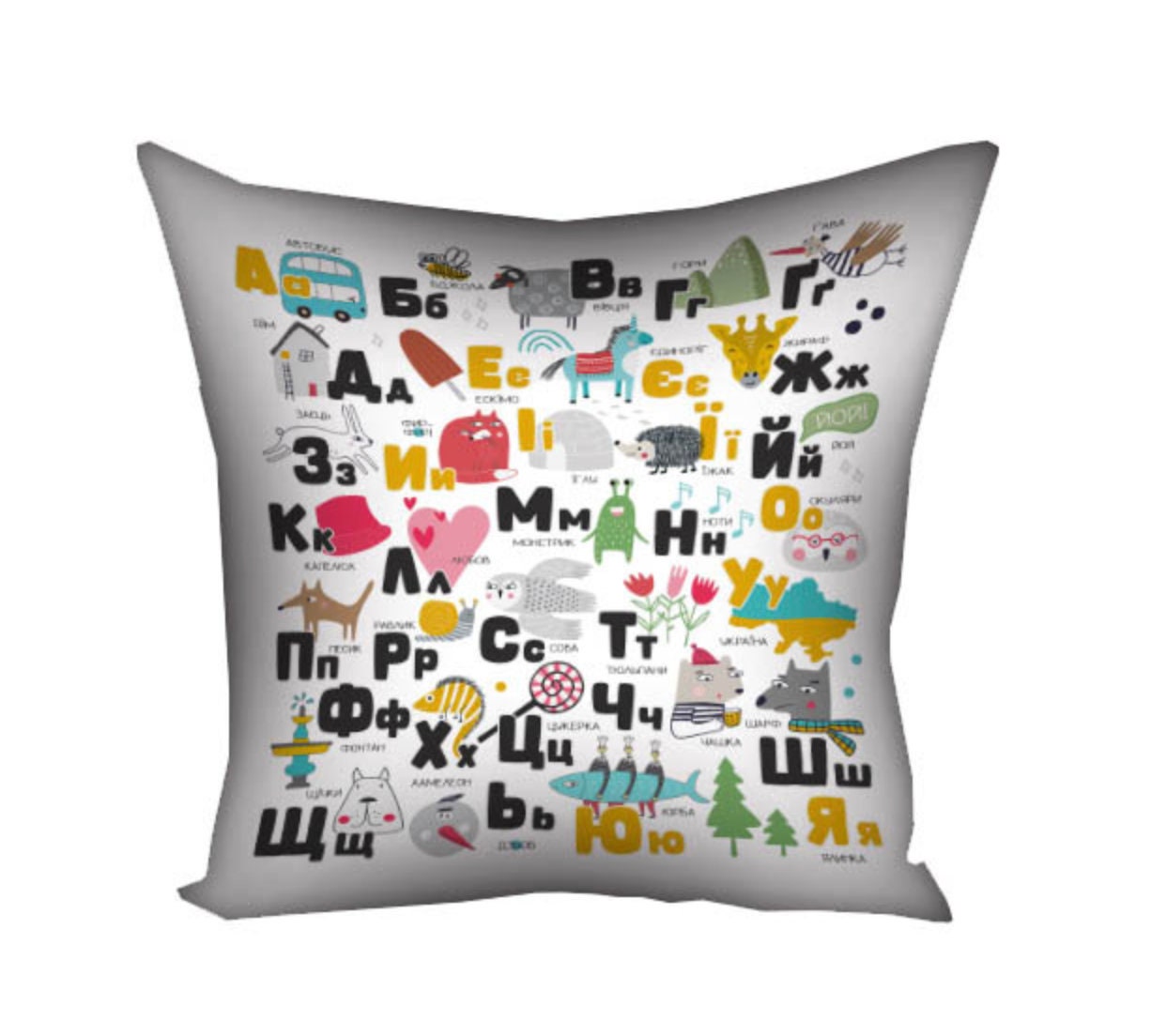 Decorative Pillow with Ukrainian Alphabet Home Decor for Kids