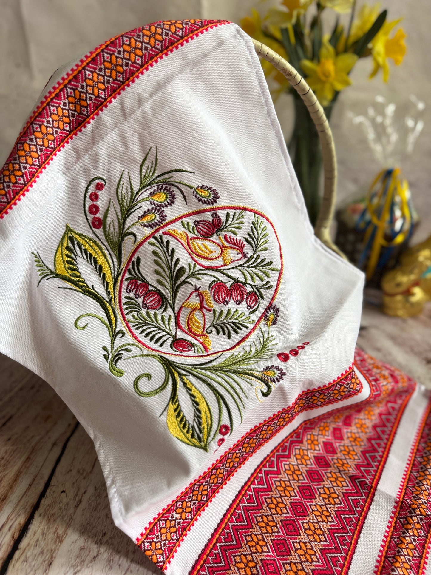 Slavic Orthodox Embroidered Easter Basket Cover