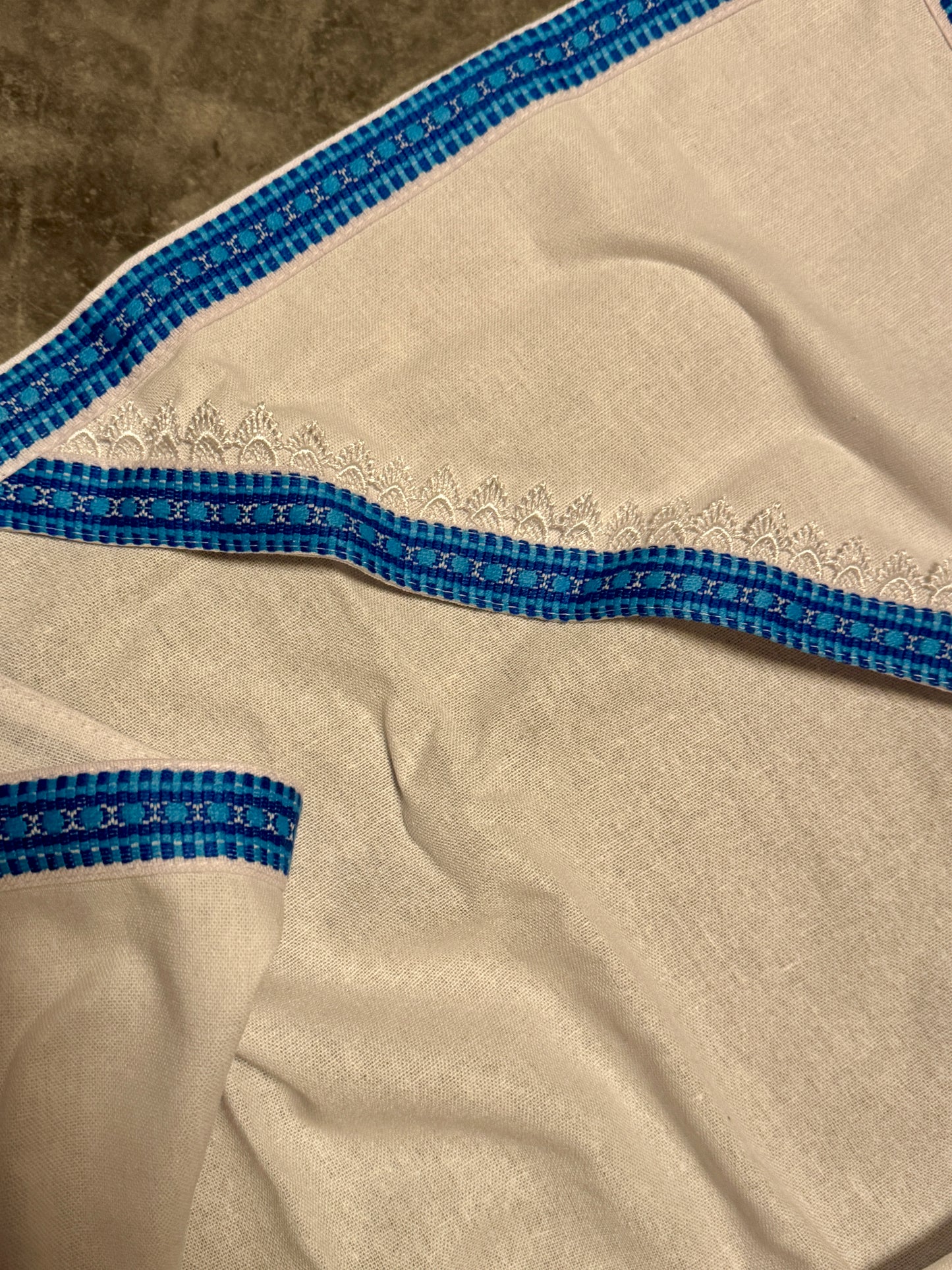 Traditional Blue Cotton Ukrainian Kryzmo for Christening