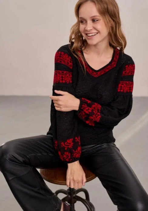 S-4XL Modern Knitted Ukrainian Blouse with a French Twist – Timeless Elegance Redefined