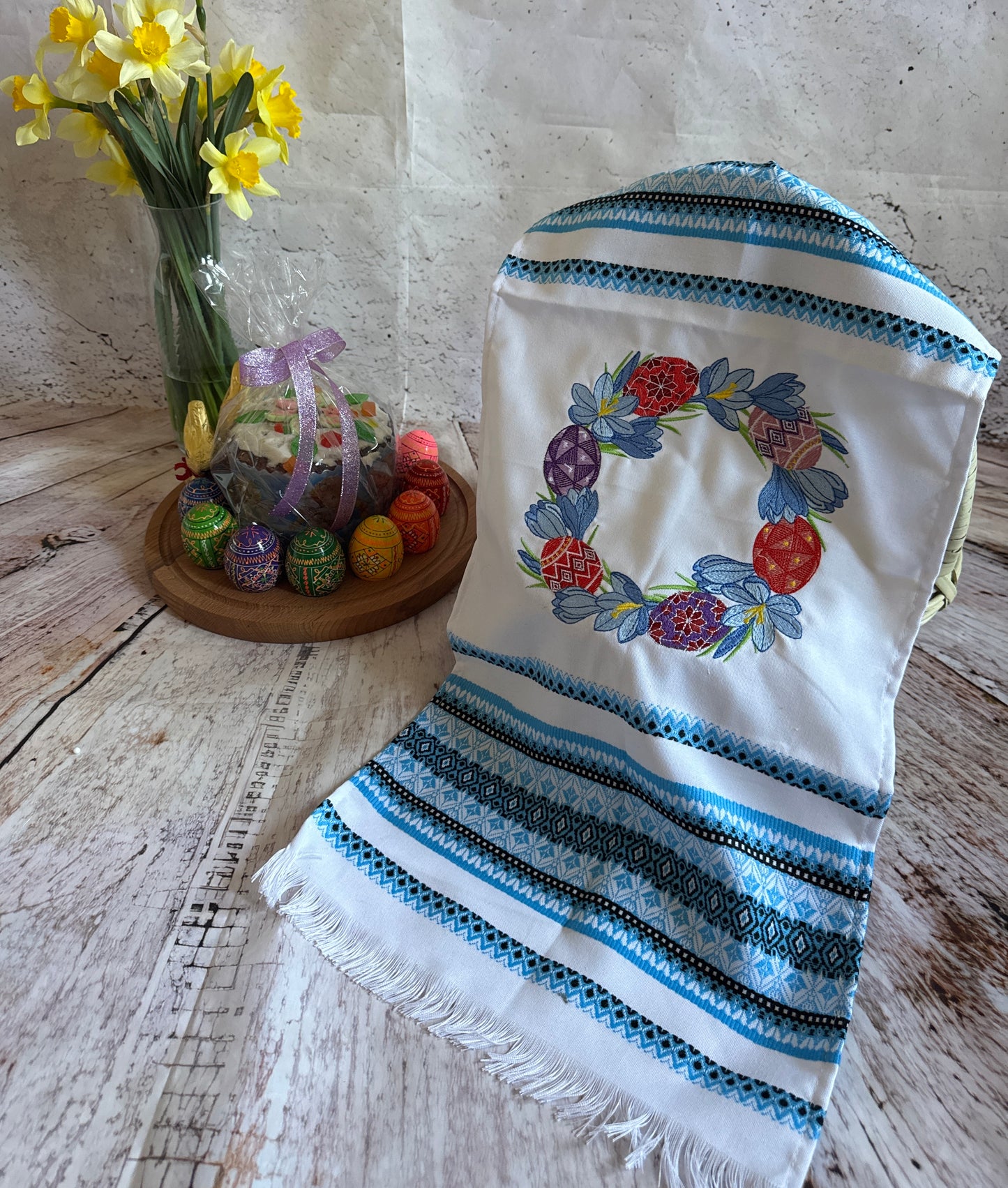 Large Ukrainian Easter Towel β Slavic Pascha Embroidered Basket Cover