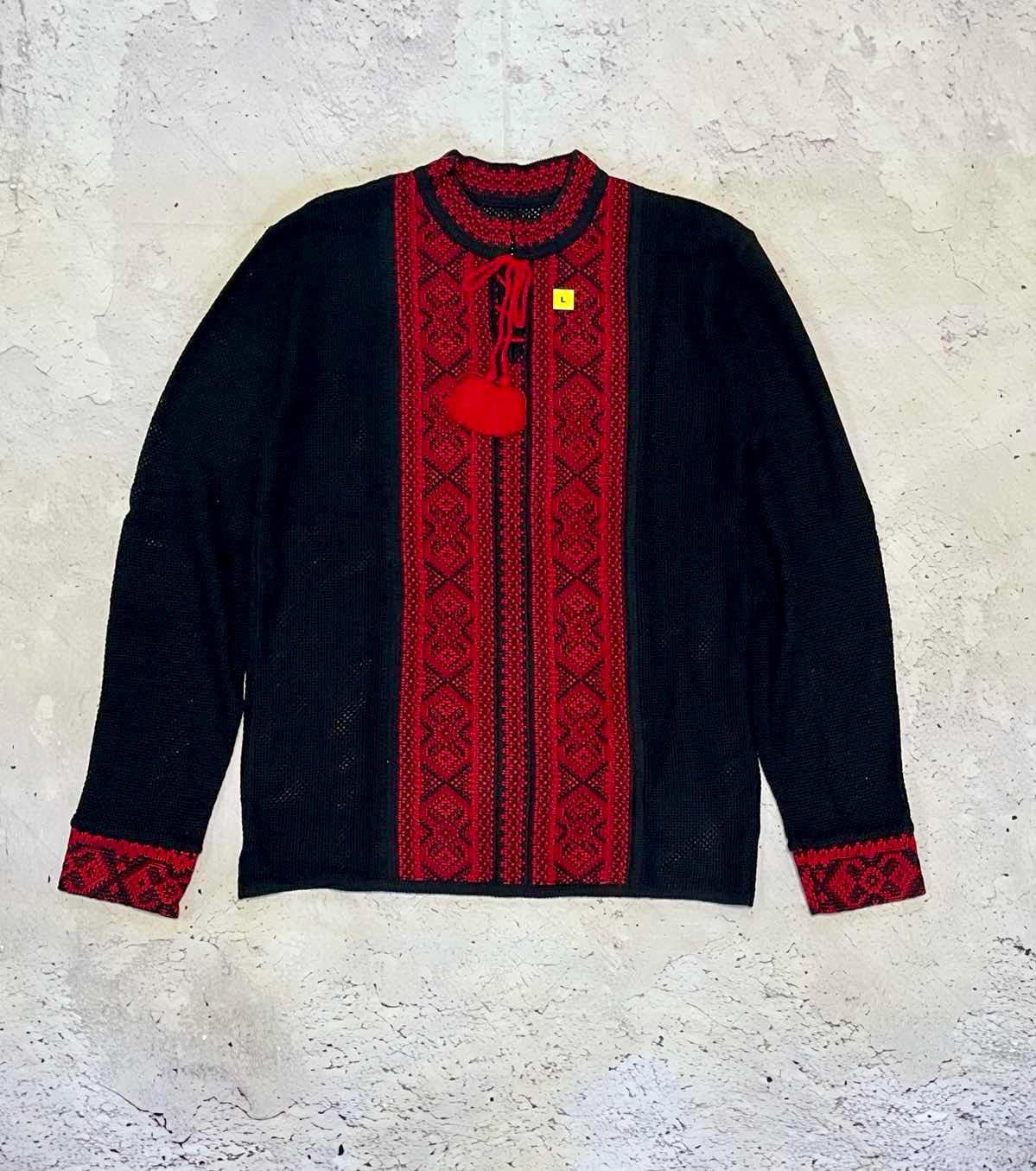 S-4XL Modern Black Knit Summer Ukrainian Shirt for Men