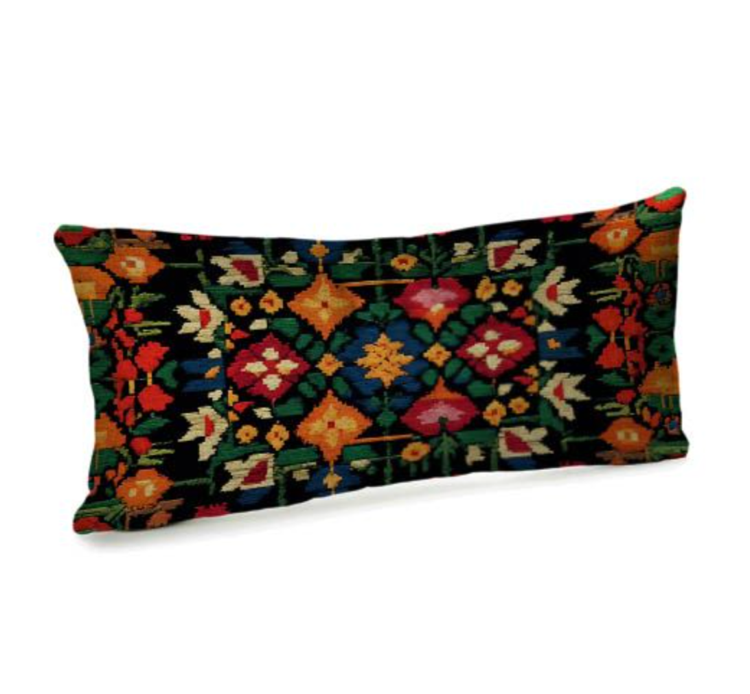 Decorative Velvet Pillow with Folk Ukrainian Print 2 designs