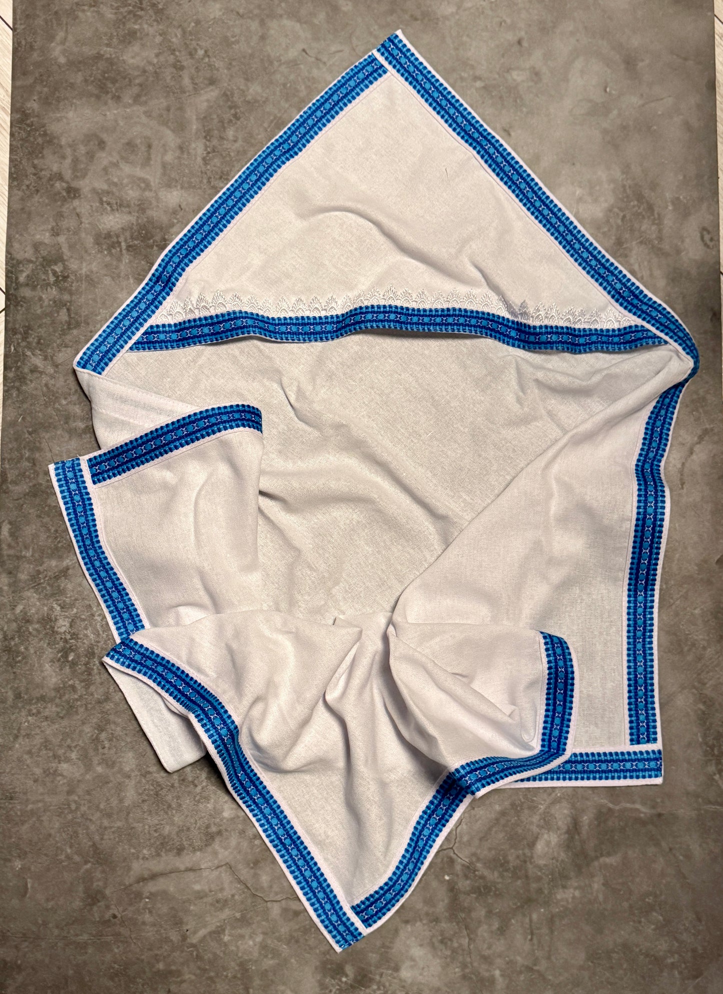 Traditional Blue Cotton Ukrainian Kryzmo for Christening