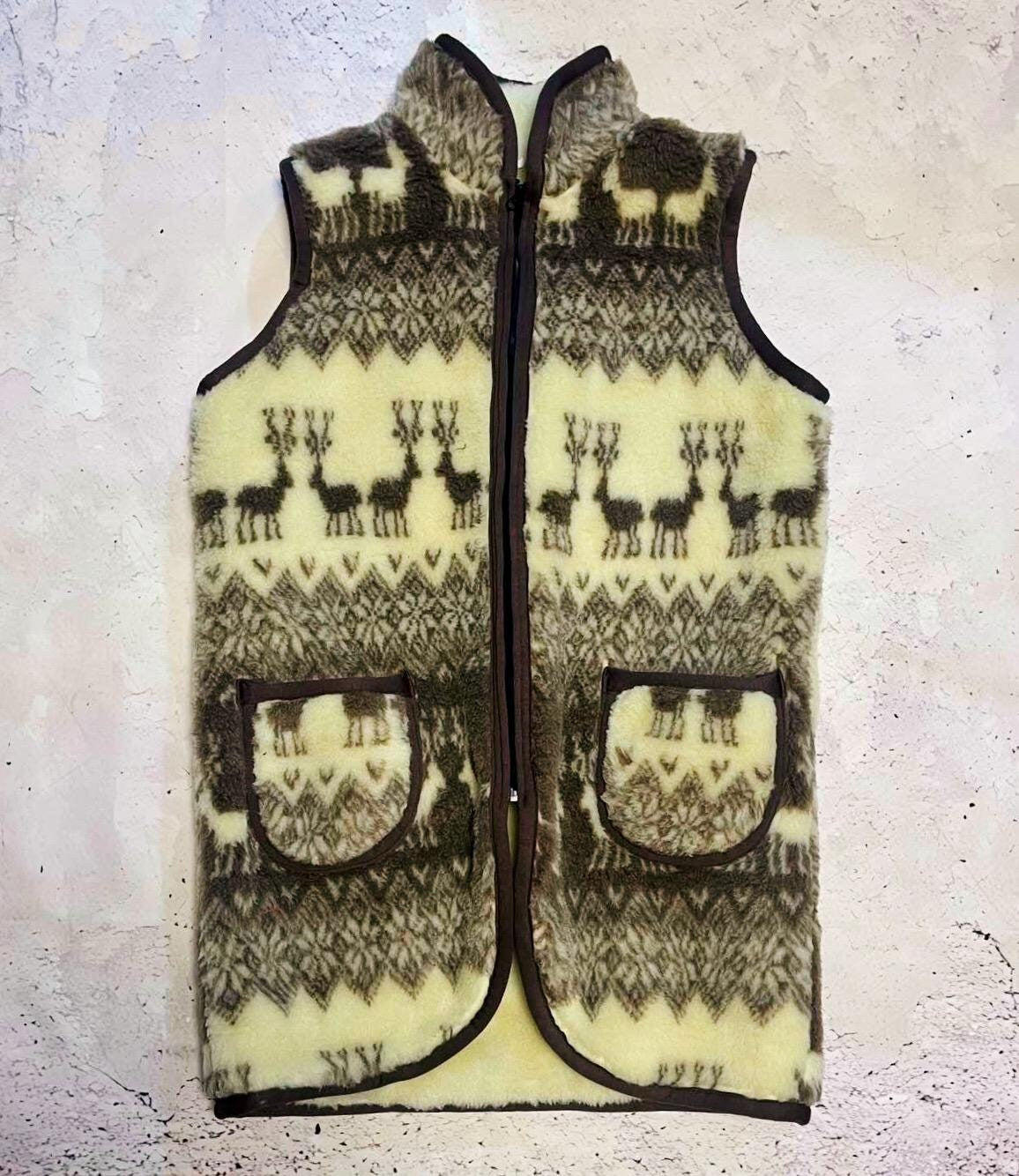 Long Traditional Mountain Unisex Merino Wool Vest